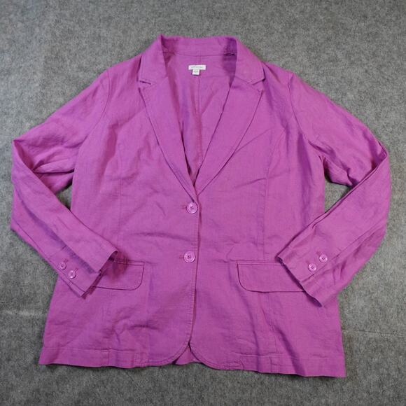 J. Jill Blazer Womens Medium Love Linen Beachy Unstructured 2 Button Lagenlook - Picture 1 of 9